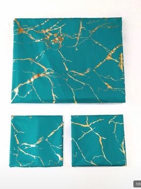 Teal & Gold Marble Canvas Wall Art Set